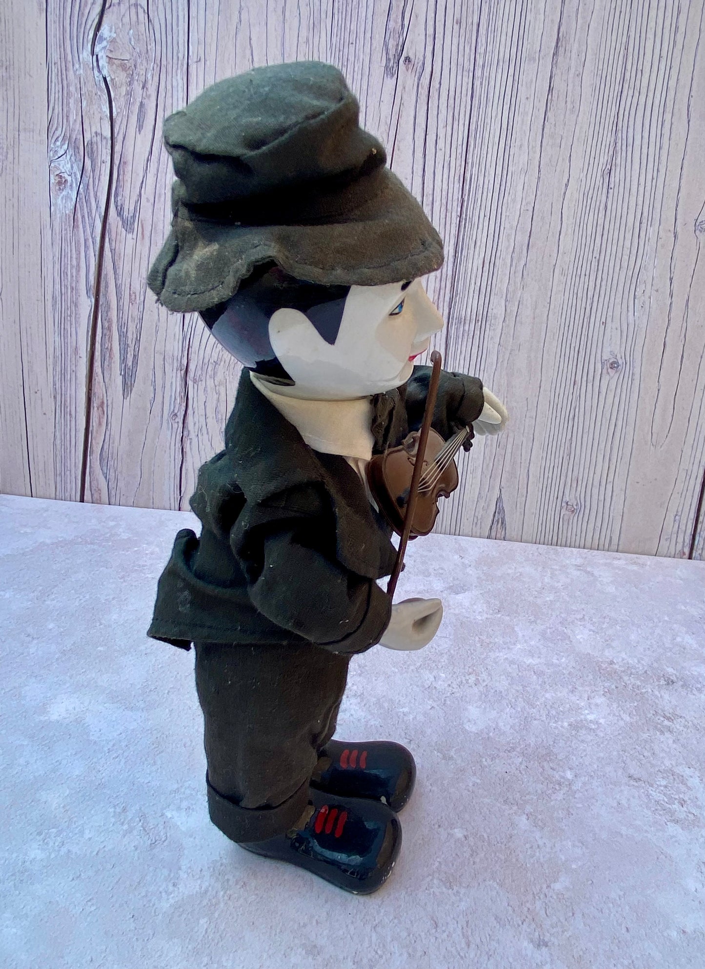 Rare 1980s Vintage Porcelain Pierrot Violin Playing Doll