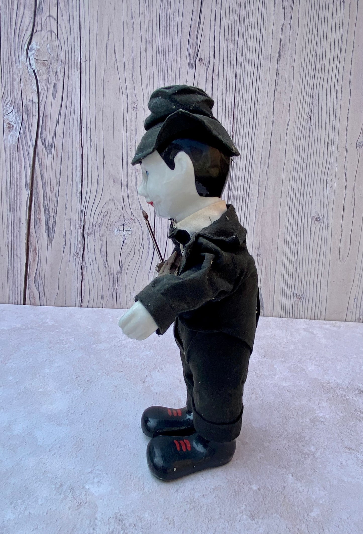 Rare 1980s Vintage Porcelain Pierrot Violin Playing Doll